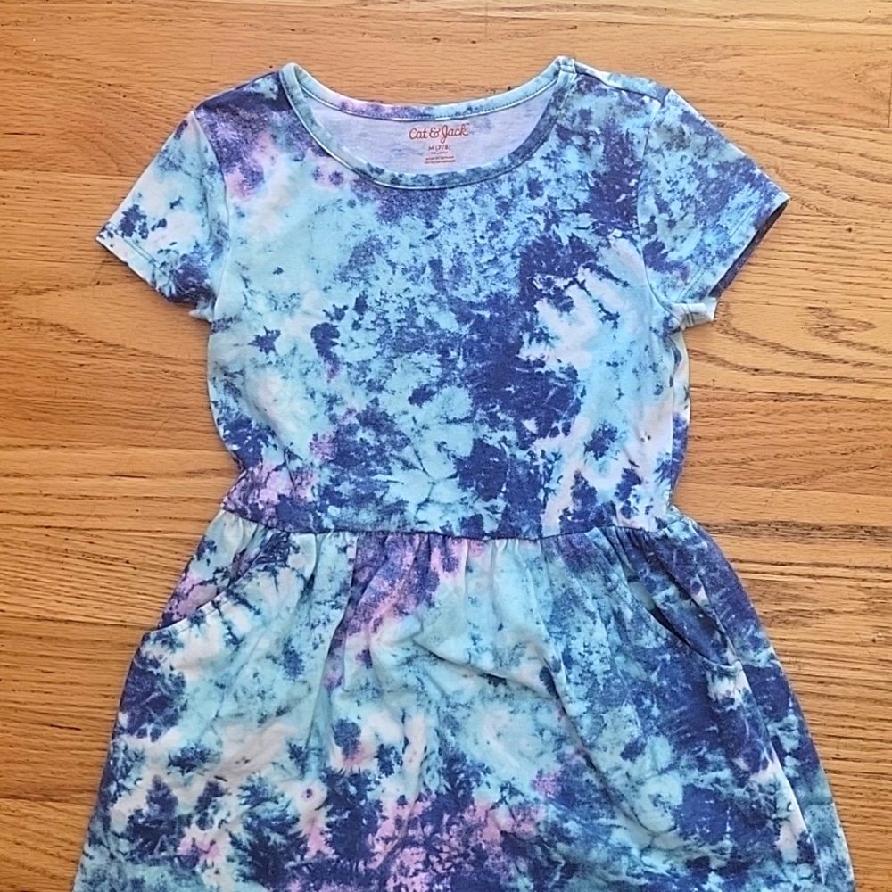 Cat and Jack size Medium Blue Tie Dye Dress